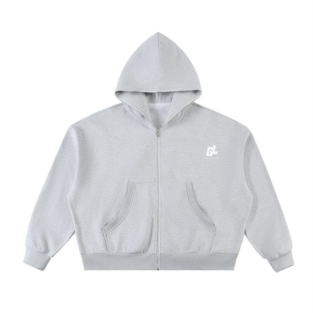 GRAILS Fleeced Full-Zip Boxy Hoodie
