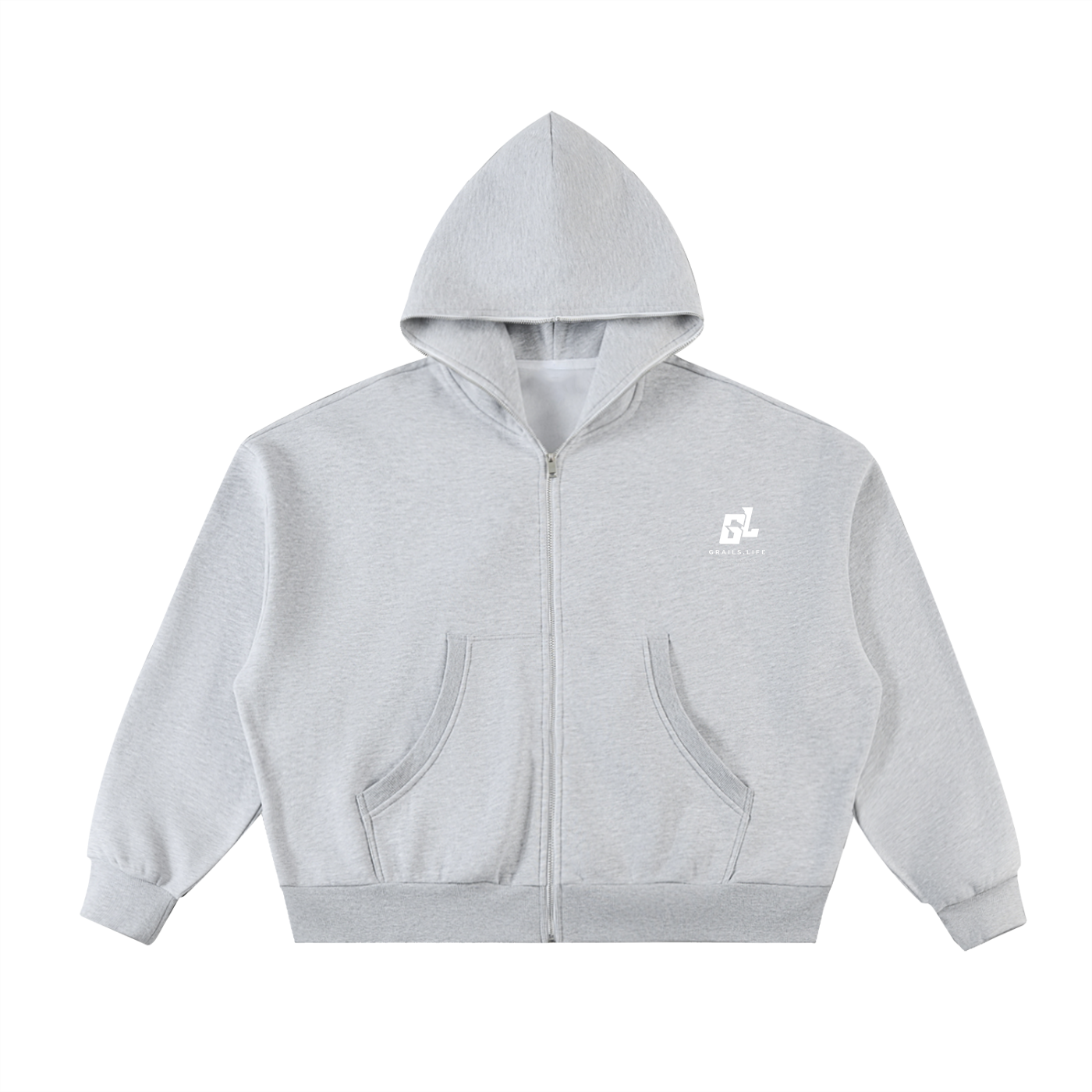 GRAILS Fleeced Full-Zip Boxy Hoodie