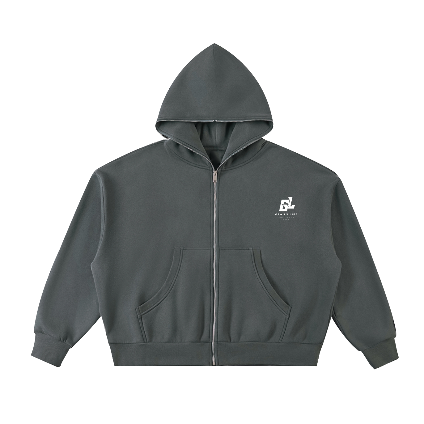 GRAILS Fleeced Full-Zip Boxy Hoodie